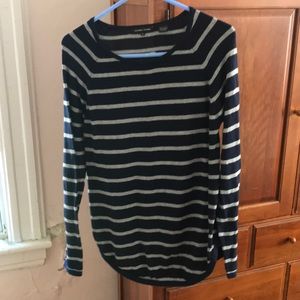 Navy/gray striped lightweight cotton sweater